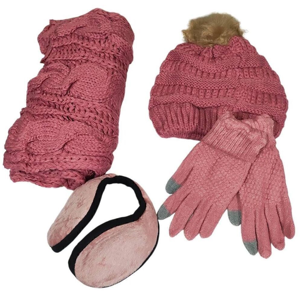 Winter Pink Rose Accessory 4 Piece Set -P